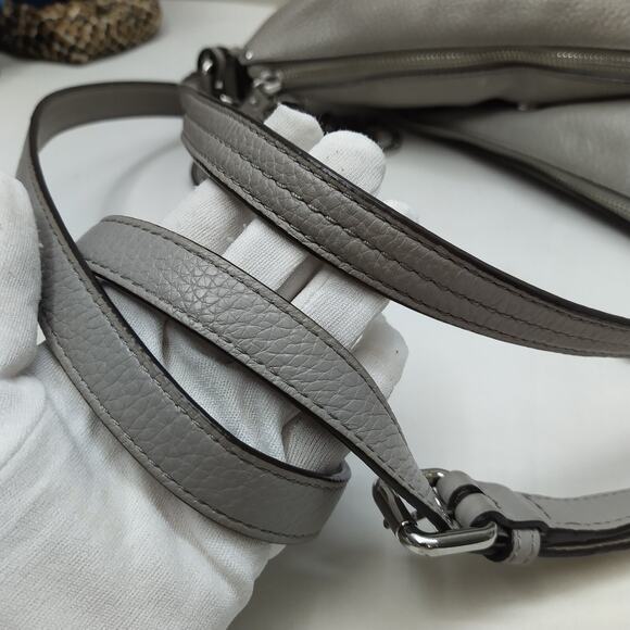 Michael Kors Gray Pebbled Leather Double Zipper Crossbody Shoulder Bag - Picture 5 of 16